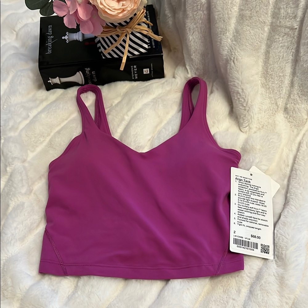 Lululemon Align Tank cropped length size 2 in Vivid Plum color